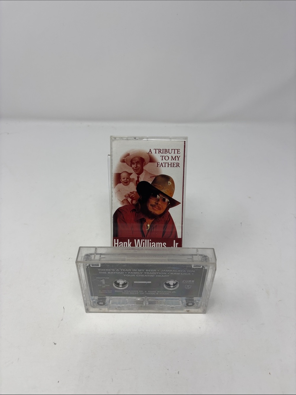 Hank Williams Jr. "A Tribute to My Father" Cassette - Clear Case, Red Artwork